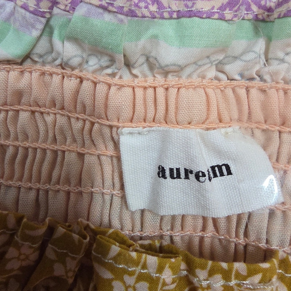 Aureum Womens Patchwork Floral Smocked Mini Dress Flutter Sleeve Pocket AD1617 M - Picture 4 of 8